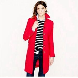 J. Crew Red Women's “Lady” Wool Blend Coat, XS